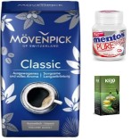 Кофе молотый, жевательная резинка и зеленый чай